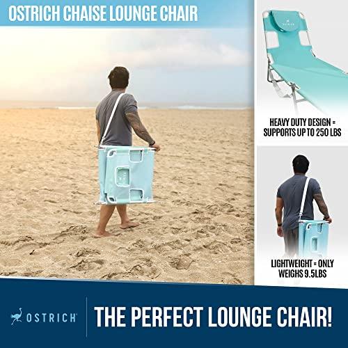 Ostrich Outdoor Folding Adjustable Recliner Chaise Lounge Chair for Beaches, Lakes, and Backyard Pools with Carrying Straps - CookCave