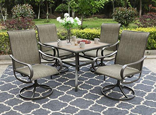 Sophia & William Patio Dining Chairs Set of 2 Patio Swivel Chairs Textilene Support 300lbs Outdoor Chairs for Lawn Garden Backyard Pool Sling Weather Resistant-Brown Frame - CookCave