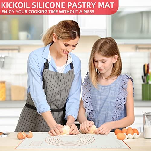 Silicone Pastry Mat Non Stick Silicone Baking Mats with Measurement 16" x 20" Non Slip Kneading Mat for Rolling Dough/Pizza/Fondant/Bread/Pie/Cookies/Pasta Kitchen Baking Supplies Tools, 1 Pack - CookCave