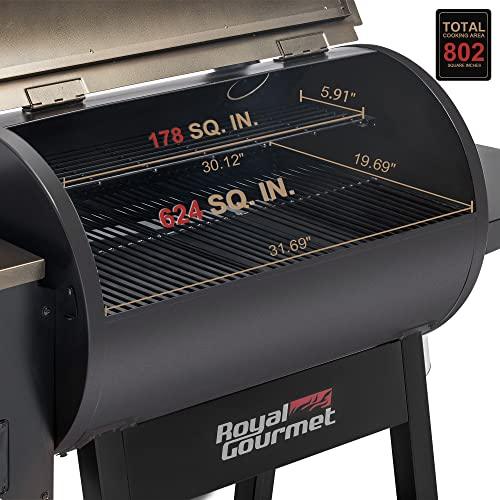 Royal Gourmet PL2032 Wood Pellet Grill on Clearance with Intelligent Digital Control System & Auto-Feed System, 786 Square Inches of Cooking Area, Bronze - CookCave