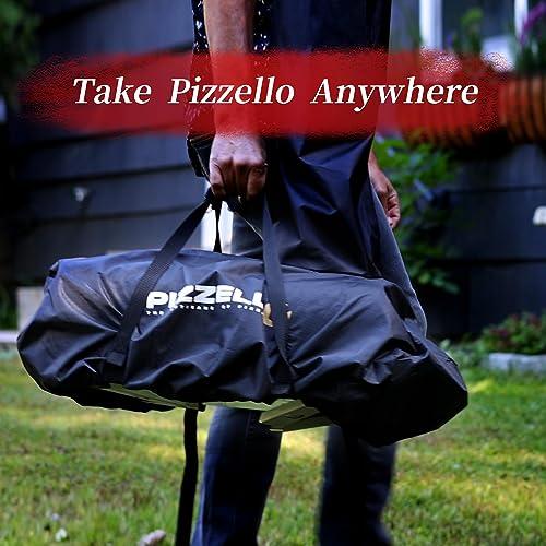 PIZZELLO 16" Portable Pellet Pizza Oven Outdoor Wood Fired Pizza Ovens Included Pizza Stone, Pizza Peel, Fold-up Legs, Cover, Pizzello Forte (Black) - CookCave