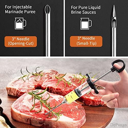 DePango Meat Injector, Anti-Break 1-oz Turkey Injector Syringe for Meats with 2 Stainless Steel Meat Needles, Crack-Proof Plastic Marinade Flavor Injector for BBQ Smoker, Steak, Pork and Chicken - CookCave