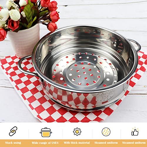 LNQ LUNIQI Stainless Steel Steamer Pot 7 Inches Round Cooking Rack Food Steamer Basket Insert for Kitchen Dim Sum Dumplings Bun(18cm) - CookCave