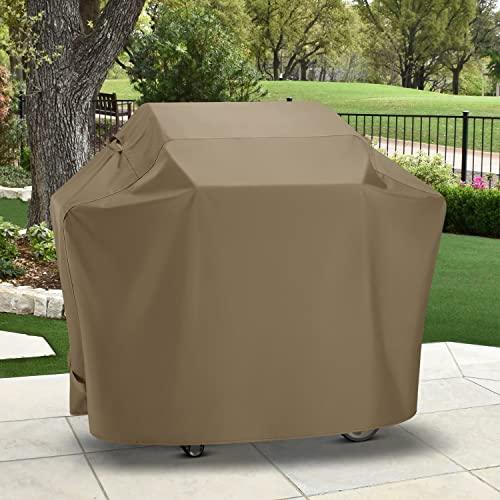 SunPatio Grill Cover 48 Inch for Outdoor Grill, Heavy Duty BBQ Cover with Waterproof Sealed Seam, FadeStop Material, All Weather Resistant Compatible for Weber CharBroil Nexgrill Grill and More, Taupe - CookCave