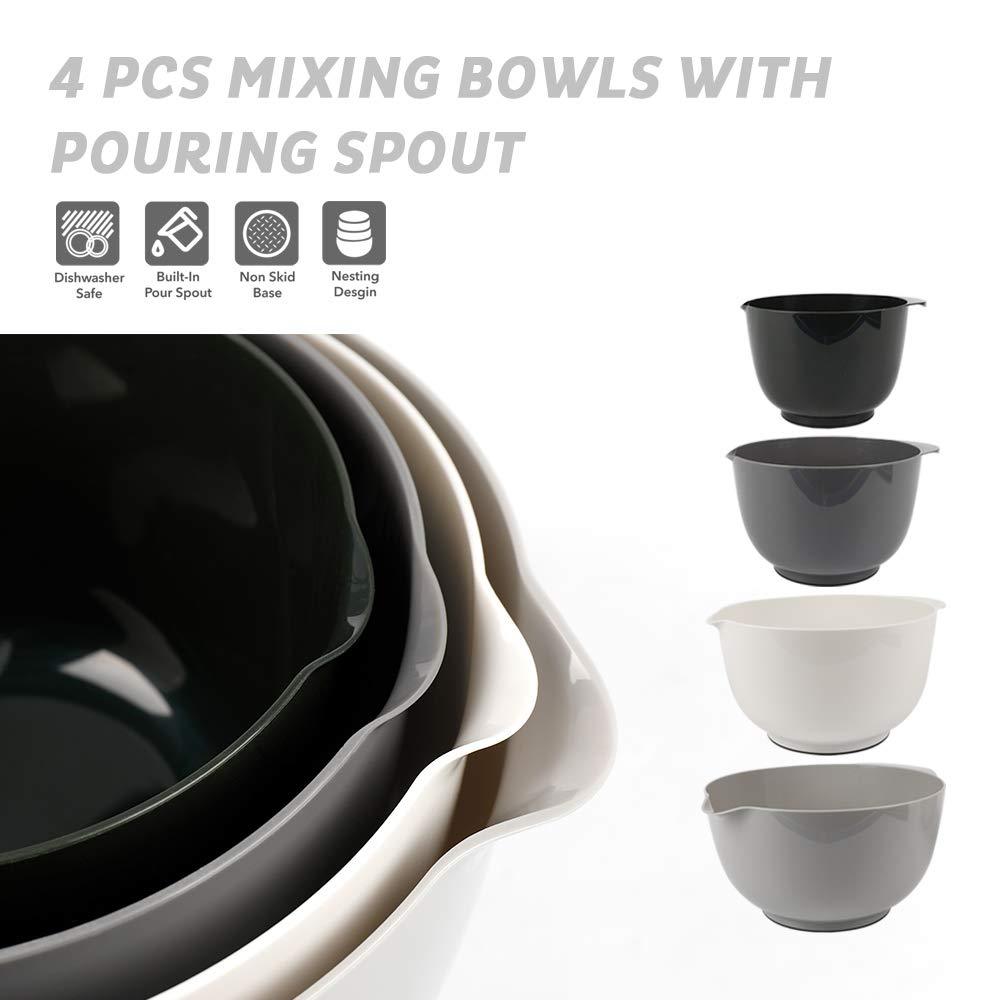 BoxedHome Classic Mixing Bowl Set, BPA Free Plastic, Microwave and Dishwasher Safe (Set of 4, Grey),3.5 quarts - CookCave