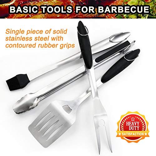 POLIGO 5PCS BBQ Grill Accessories for Outdoor Grill Set Stainless Steel Camping BBQ Tools Grilling Tools Set for Christmas Dads Birthday Presents, Grill Utensils Set Ideal Grilling Gifts for Men Dad - CookCave