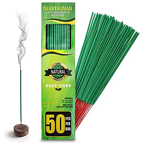 Mosquito Repellent Incense Sticks 50 Pieces per Box, for Patio/Natural Ingredients Citronella Oil/Lemongrass Oil/Made with Natural Based Essential - DEET Free Outdoor - CookCave