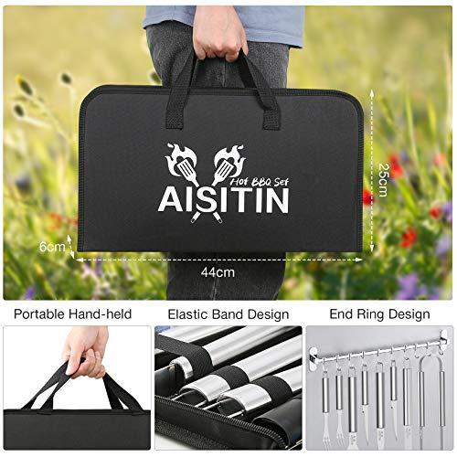AISITIN 35PCS Grill Accessories BBQ Tools Set, Stainless Steel Grilling Kit with Thermometer, Fork, Tongs and Spatula, Meat Injector, Grill Mat - Gifts for Dad Durable, Stainless Steel Grill Tools - CookCave