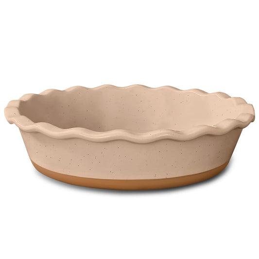 Mora Ceramic Pie Pan for Baking - 9 inch - Deep and Fluted Pie Dish for Old Fashion Apple Pie, Quiche, Pot Pies, Tart, etc - Modern Farmhouse Style Porcelain Ceramic Pie Plate - Chai - CookCave