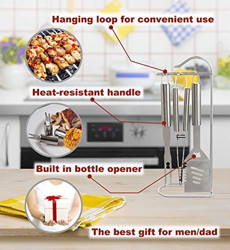 ROMANTICIST 20pc Heavy Duty BBQ Grill Tool Set in Case - The Very Best Grill Gift on Birthday Wedding - Professional BBQ Accessories Set for Outdoor Cooking Camping Grilling Smoking - CookCave