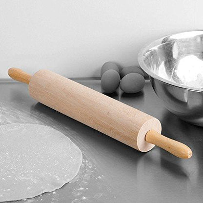 18-Inch Wooden Rolling Pin, Hardwood Dough Roller With Smooth Rollers for Baking Bread, Pastry, Cookies, Pizza, Pie and Fondant - CookCave