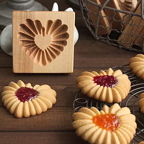 Wooden Cookie Biscuit Mold, 3D Baking Mold, Embossing Craft Decorating Baking Tool, Suitable for Halloween Thanksgiving Christmas Kitchen DIY (Love B 10 * 10 * 2) - CookCave