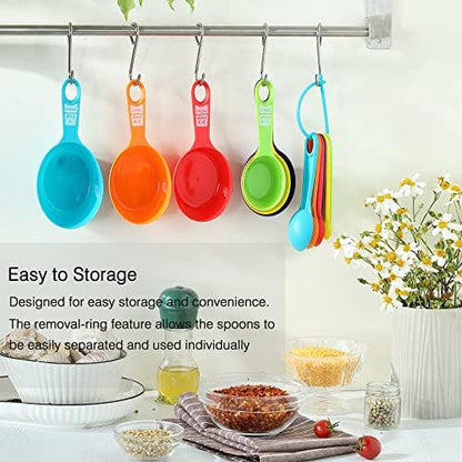 12PCS Measuring Cups, Little Cook Colorful Measuring Cups and Spoons Set, Stackable Measuring Spoons, Nesting Plastic Measuring Cup, kitchen Measuring Set for Baking & Cooking (6+6, Multi Colors) - CookCave