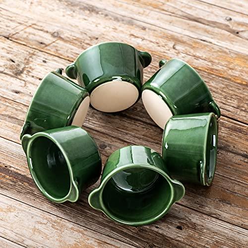 Creme Brulee Ramekins Ceramic Bowls - VICRAYS Mini Custard Cups 8 oz oven Safe Bowls Souffle Dishes for Baking Individual Casserole Dipping Sauce Pioneer Woman Bakeware Set of 6, Green - CookCave