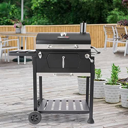 Royal Gourmet 24-Inch Charcoal Grill with Foldable Side Table, 490 Square Inches Heavy-duty BBQ Grill, Perfect for Outdoor Picnics Patio Garden and Backyard Grilling, Black,CD1824G - CookCave