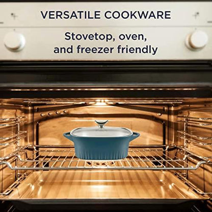 CorningWare, Non-Stick 3.2 Quart QuickHeat Roaster with Lid, Lightweight Roaster, Ceramic Non-Stick Interior Coating for Even Heat Cooking, French Navy - CookCave
