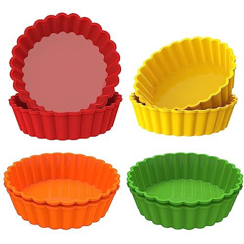 Webake Silicone Mini Tart Pan 4 Inch Non-stick Mini Quiche Molds Small Pie Baking Pan Tart Molds for Baking, Pack of 8 - CookCave