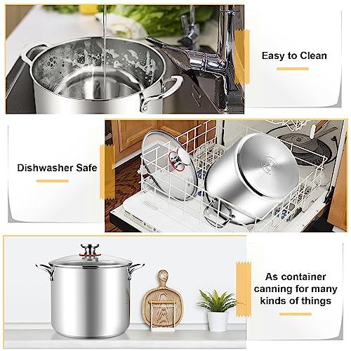 TeamFar 12 Quart Stock Pot, 18/10 Stainless Steel Large Cooking Soup Pot with Lid for Simmering/Stewing, for Induction/Gas/Ceramic, Healthy & Heavy-Duty, Riveted Handles & Dishwasher Safe - CookCave