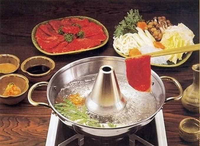 JapanBargain, Authentic Japanese Shabu Shabu Hot Pot Pan Traditional Stainless Steel Hotpot Cooking Pot with Chimney, Made in Japan (26 cm) - CookCave