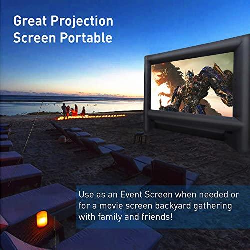 GYUEM 21 feet Inflatable Outdoor Projector Movie Screen - Blow Up Screen for TV & Movies with Blower Portable Projection Screen for Home Theater Outdoor Indoor Support Front & Rear Projection - CookCave