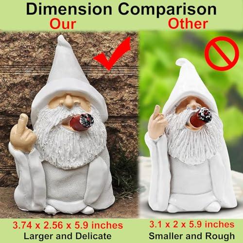 Middle Finger Figurine Ornaments, Funny Garden Gnomes Outdoor Statues 5.9 Inch Naughty Smoking Wizard Dwarf Sculpture Decoration for Lawn Patio Outside Yard Decor Housewarming Valentine's Day Gift - CookCave