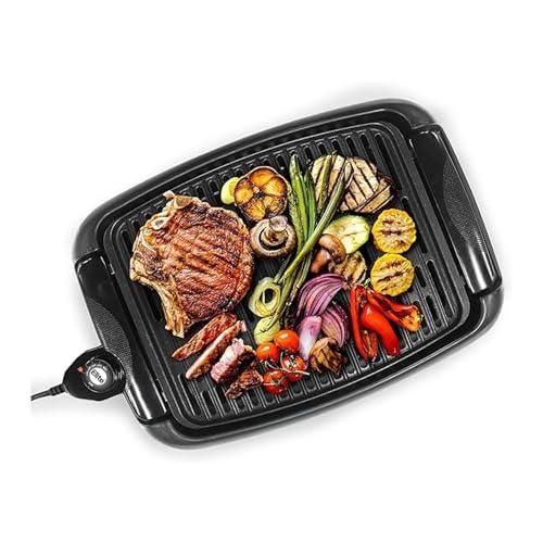 Elite Gourmet EGL-3450 Smokeless Indoor Electric BBQ Grill Dishwasher Safe, Nonstick, Adjustable Temperature, Fast Heat Up, Low-Fat Meals Easy to Clean Design, Black - CookCave