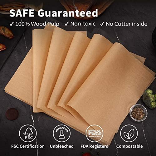 KOOC Premium 200-Pack 12x16 Inch Parchment Paper Sheets - Precut Unbleached Baking Paper - High Density & Compostable - Non-Stick - Ideal for Oven, Microwave, Air Fryer - Cooking and Baking Essential - CookCave