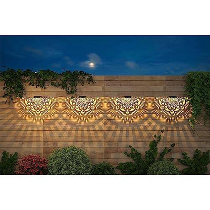 EKQ 6 Pack Solar Fence Lights Solar Outdoor Wall Lights Plastic Solar Powered Deck Step Stair Lights Moon Theme Waterproof Fence Solar Light for Garden Post Patio Backyard Yard Decor (Black, 6 Pack) - CookCave