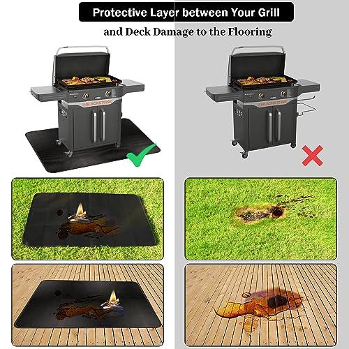 Sakolla 48 x 30 inch Under Grill Mats for Outdoor Grill Fireproof Grill Pad for Fire Pit Grill Deck Patio Protector BBQ Mat Indoor Fireplace Mat Fire Pit Mat Water Resistant & Oil Proof Pad - CookCave