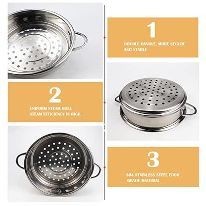 LNQ LUNIQI Stainless Steel Steamer Pot 7 Inches Round Cooking Rack Food Steamer Basket Insert for Kitchen Dim Sum Dumplings Bun(18cm) - CookCave
