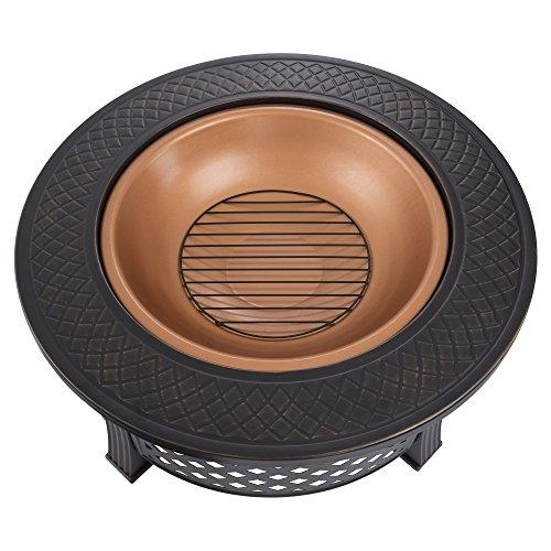 Fire Pit Set, Wood Burning Pit - Includes Spark Screen and Log Poker - Great for Outdoor and Patio, 32” Round Metal Firepit by Pure Garden - CookCave