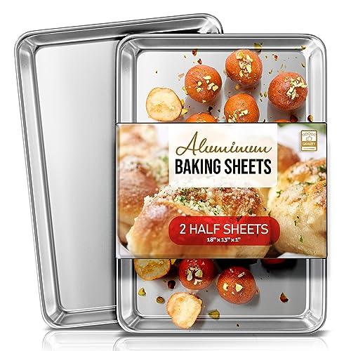 Eatex Aluminum Baking Sheet Set, 2 Pack Cookie Sheet Set, 18” x 13” Steel Baking Pan Set, Quality Cookie Sheets for Baking Nonstick, Half Sheet Baking Pans Set, Baking Sheets for Oven, Half Sheet Pan - CookCave