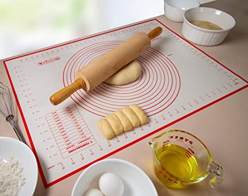 Silicone Baking Mat with Measurements 17 x 25 Inch, Food-Grade Non-Stick Pastry Rolling Sheet - CookCave