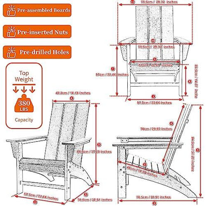 Poly Lumber Adirondack Chair, All-Weather Resistant Outdoor Patio Chairs, Look Like Wood, Pre-Assembled Outdoor Fire Pit Chair for Pool, Deck, Backyard, Garden, Black - CookCave