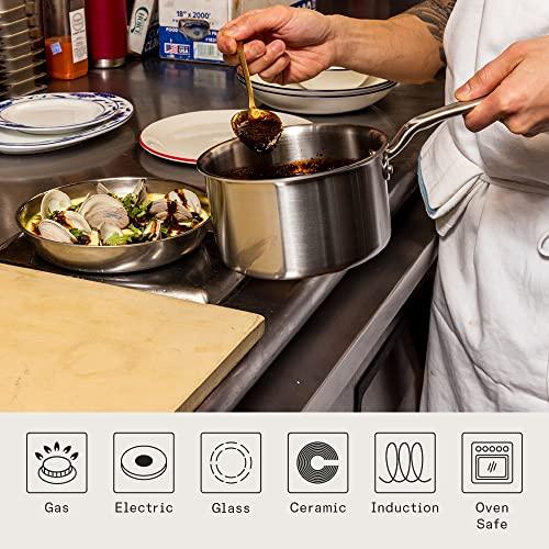 Made In Cookware - 2 Quart Stainless Steel Saucepan with Lid - 5 Ply Stainless Clad Sauce Pan - Professional Cookware - Made in Italy - Induction Compatible - CookCave