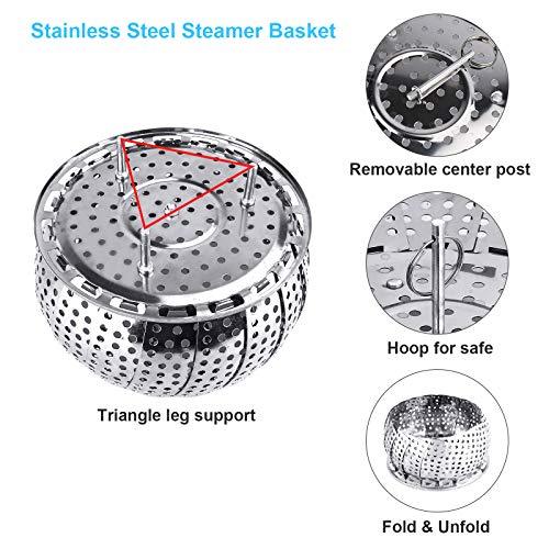 Veggie Vegetable Steamer Basket, Folding Steaming Basket, Metal Stainless Steel Steamer Basket Insert, Collapsible Steamer Baskets for Cooking Food, Expandable Fit Various Size Pot(5.3" to 8.6") YLYL - CookCave