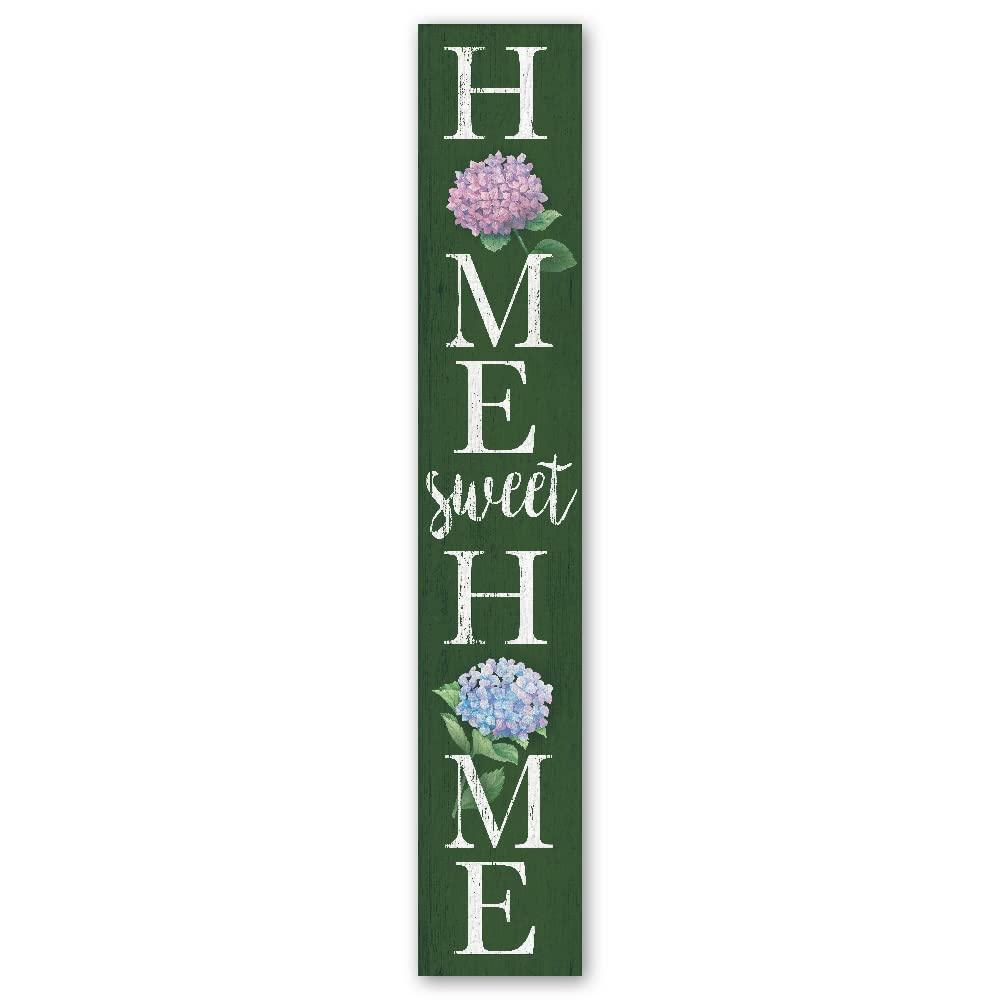 My Word! Home Sweet Home Hydrangea Porch Board Welcome Sign and Porch Leaner for Front Door Porch Deck Patio or Wall - Indoor Outdoor Spring Farmhouse Rustic Vertical Porch and Yard Decor - 8"x46.5" - CookCave