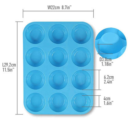 Cozihom Silicone Muffin Pan, Cupcake Pan, 12 Cups, Food Grade Egg Muffin Baking Silicone Molds, Non-stick, 3 Pcs - CookCave