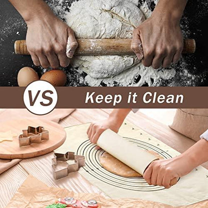 6 Pcs Pastry Cloth and Rolling Pin Cover Set Includes 2 Pcs 25 x 20 Inch Large Cotton Pastry Mat 4 Pcs 14 x 2.5 Inch Rolling Pin Cover Sleeves for Dough Bread Pie Baking Kitchen Supplies - CookCave