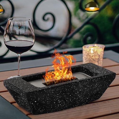 Tabletop Fire Pit 12.5" Portable Table Top Firepit Bowl Smokeless Indoor Outdoor Table Top Fireplace Garden Patio Balcony Decor Gifts for Women Mom House Warming Gifts New Home Decor Concrete-Black - CookCave