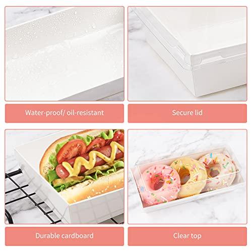 Ocmoiy Charcuterie Boxes with Clear Lids, 50 Pack White Bakery Boxes, Cookie Boxes, Small Treat Boxes for Pastry, Sandwich, Cupcakes, Strawberries, Dessert To Go Containers - CookCave