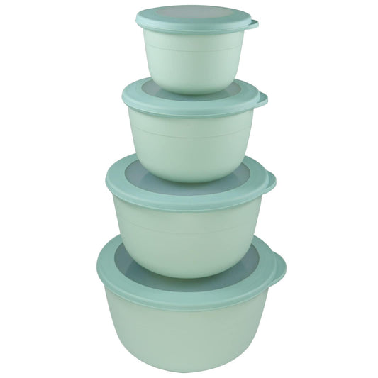 ATRDTO 8 Pieces Plastic Mixing Bowls With Lids Set -Nesting Plastic Mixing Bowl Set With 4 Prep Bowls and 4 Lids ForIdeal, Ideal for Baking, Prepping, Cooking and Serving Food (Green, Tall) - CookCave