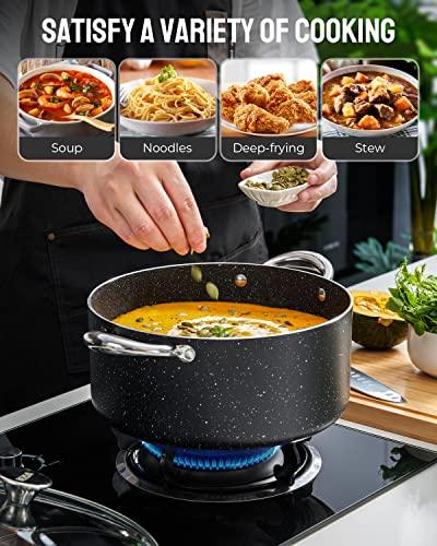 BEZIA Cooking Pot with Lid, 6 Quart Nonstick Stock Pot/Stockpot with Lid, Non Stick 6 QT Large Capacity Induction Pot for Soup, Broth, Chili, Stew - All Stove Compatible - CookCave