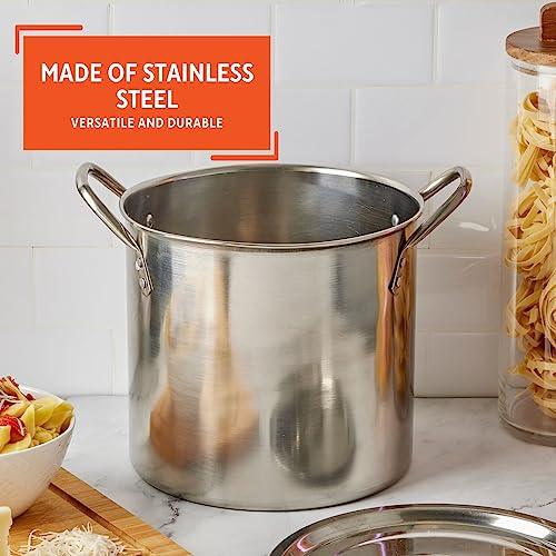 IMUSA USA Stainless Steel Stock Pot with Lid 16-Quart, Silver - CookCave