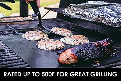 Grill Gods Grill Mat - Premium BBQ Grill Mats - Non Stick Non Slip Cooking Mats (Set of 2) - Easy to Clean and Reusable Grilling Accessories - 15.75 x 13 Inches - CookCave