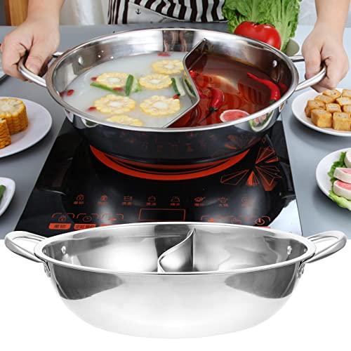 CALLARON Shabu Shabu Yuanyang Hot Pot 28CM Stainless Steel Hot Pot Divided Hot Pot For Electric Induction Cooktop Gas Stove - CookCave