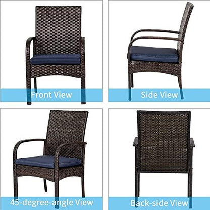 VOYSIGN Outdoor Wicker Dining Chairs, Patio Rattan Dining Chairs, Restaurant Chair with Removable Cushions, Firepit Armchair w/Armrests Set of 2 - CookCave