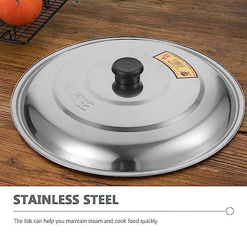 Tofficu Wok Lid 13 Inch Universal Lid, Stainless Steel Pot Lid Pan Lid Frying Pot Cover, Cookware Lids Replacement Lid with Handle for Pots Pans Fry Pan Skillet Steel Pan Cover - CookCave