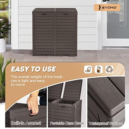 Devoko 78 Gallon Resin Trash Can Outdoor Double Waste Bin Trash with Drip Tray Armrest for Garage Two Trash Bags for Patio Hideaway Kitchens - CookCave