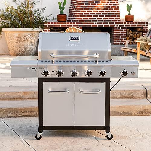 Nexgrill Deluxe 5-Burner Propane Barbecue Gas Grill with Side Table and Ceramic Searing Side Burner, 771 sq. in., 75000 BTUs, Black, Outdoor Cooking, Patio, Barbecue Grill, 720-1046A - CookCave